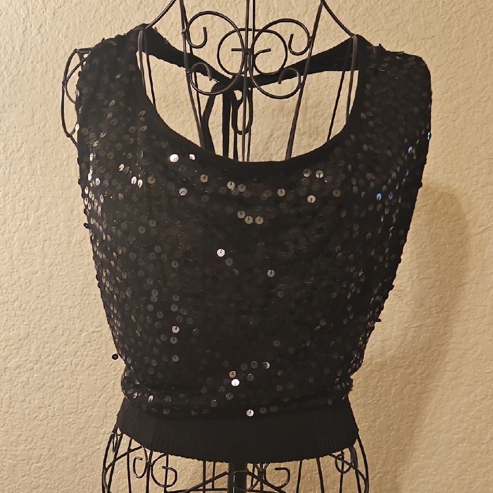 Frederick's of Hollywood Black Sequin Tank Top